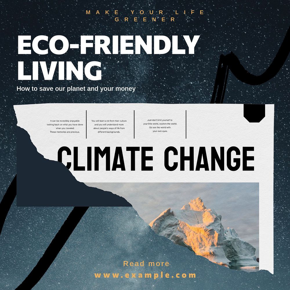 Eco-friendly living blog Instagram post template, editable social media design