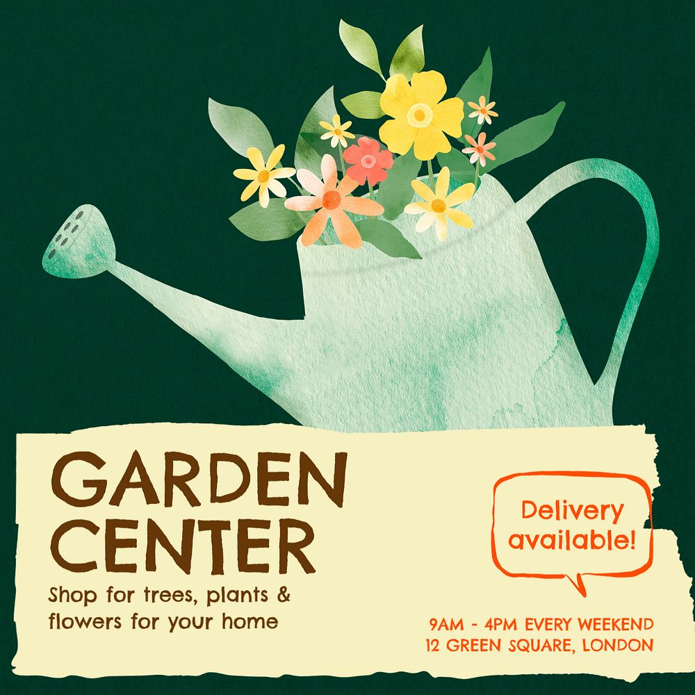 Garden center Instagram post template, editable social media design