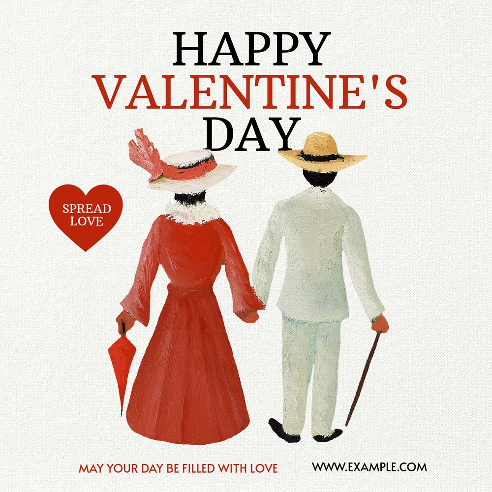 Valentine's Day Instagram post template, editable  design. Famous art, remixed by rawpixel.