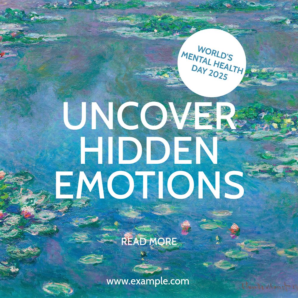 Monet's water lilies Instagram post template, editable design, remixed by rawpixel.