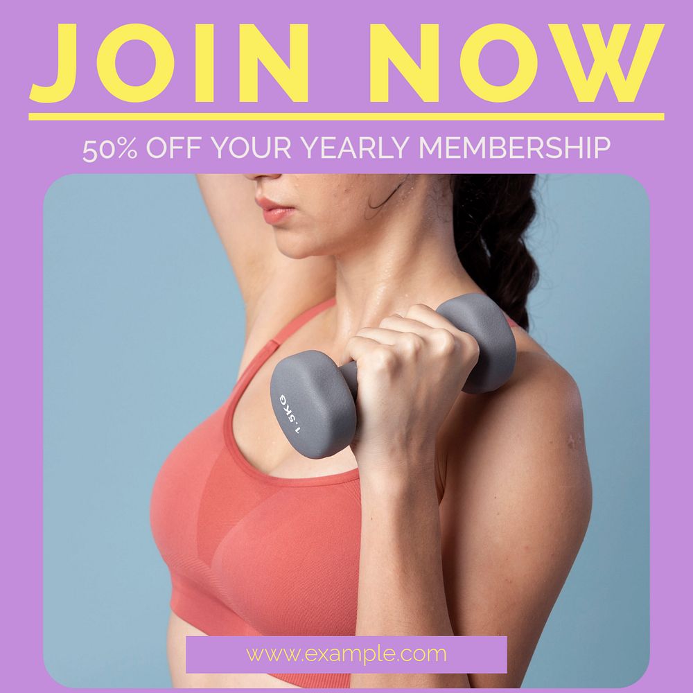 Gym membership Instagram post template, editable social media ad