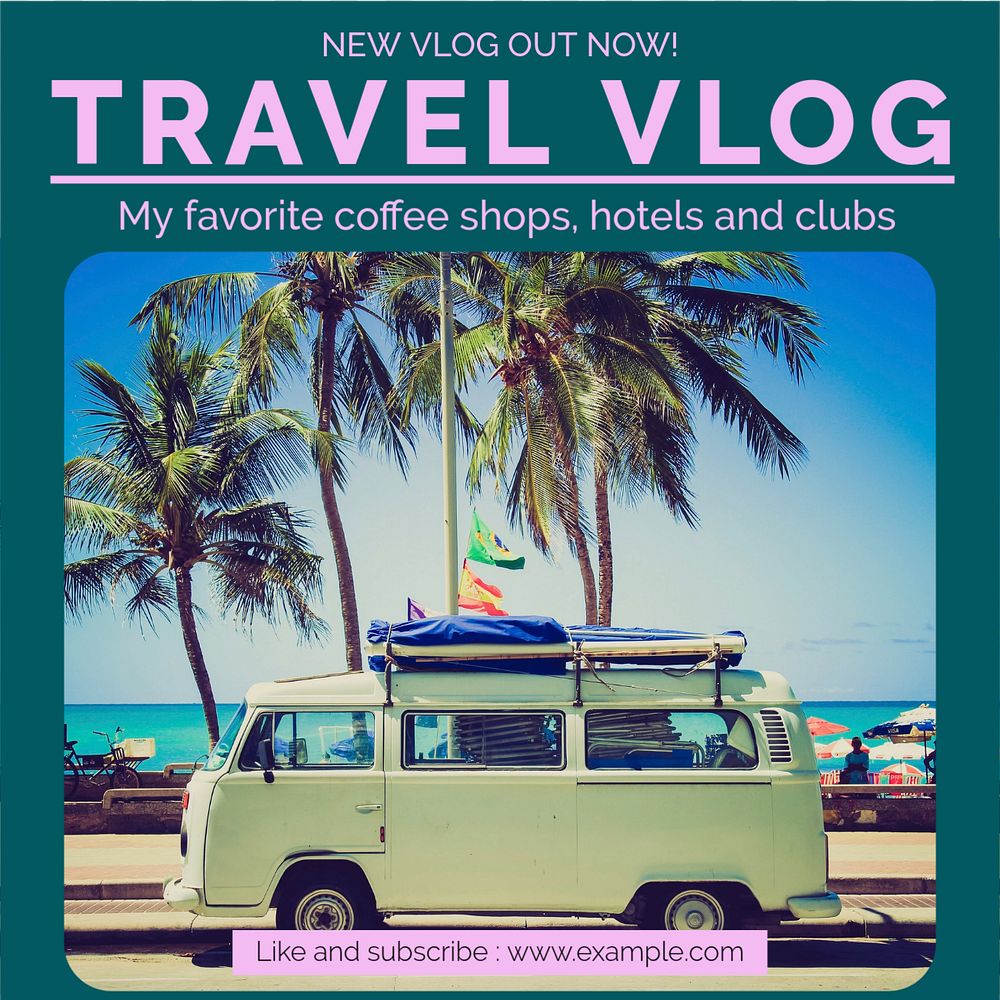 Travel vlog Instagram post template, editable social media ad