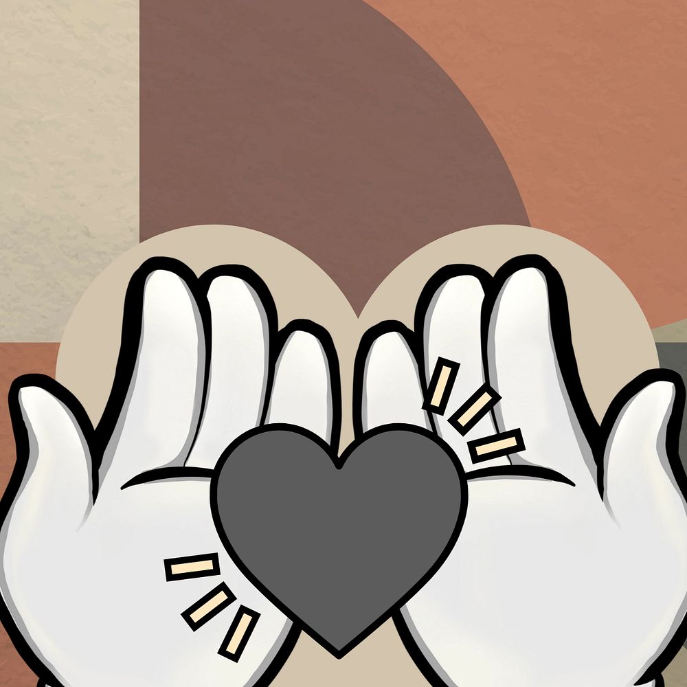 Retro Bauhaus, editable giving love hands design