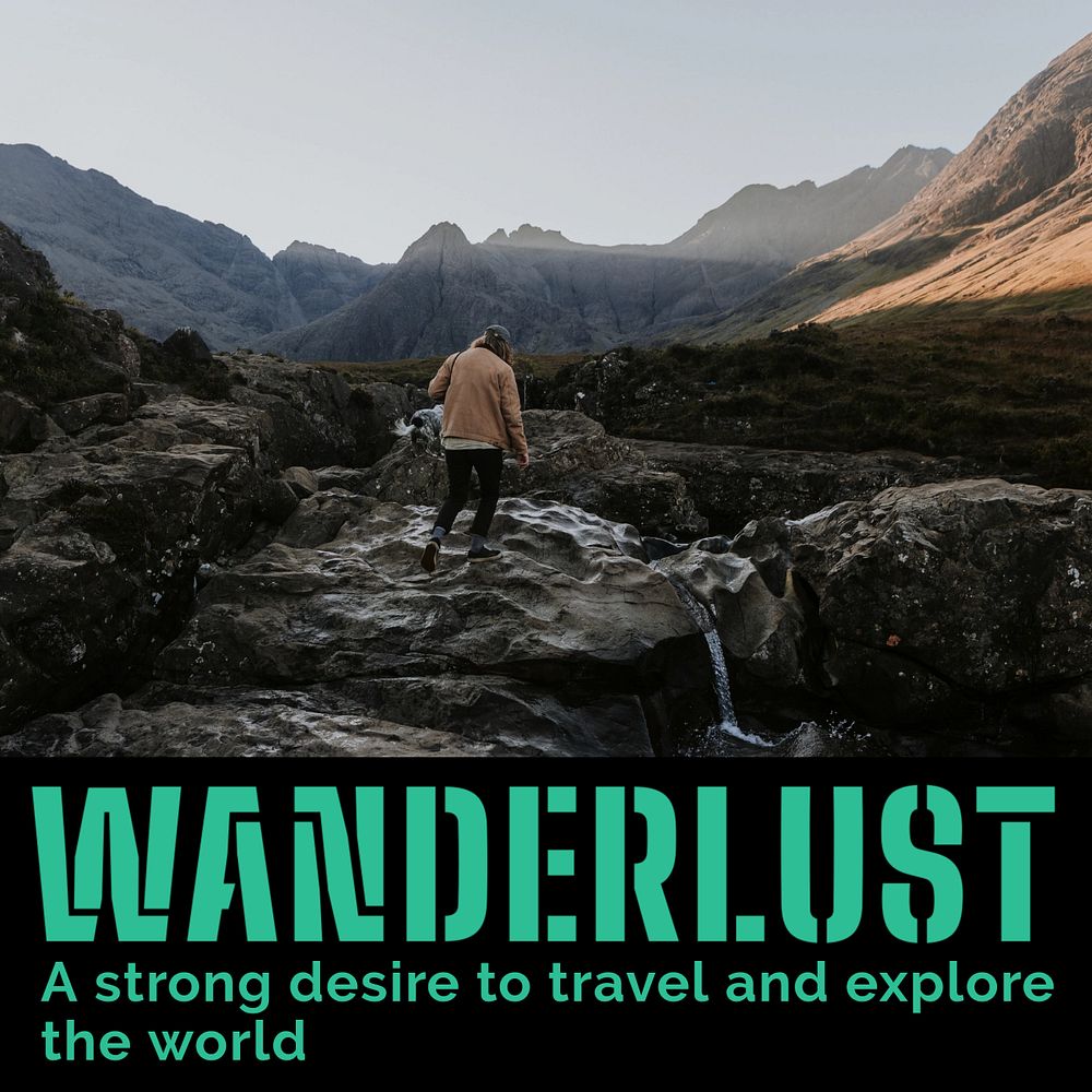 Wanderlust Instagram post template, editable social media ad