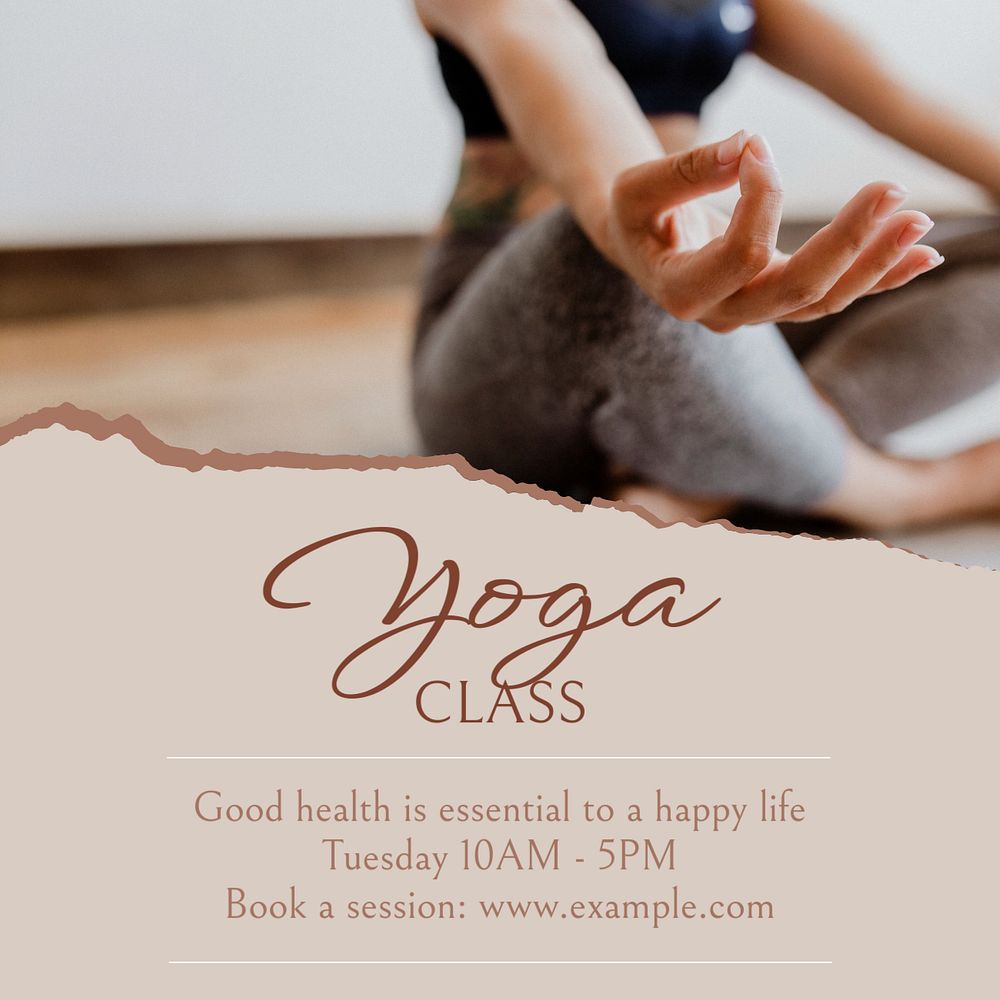 Yoga class Instagram post template, editable social media ad