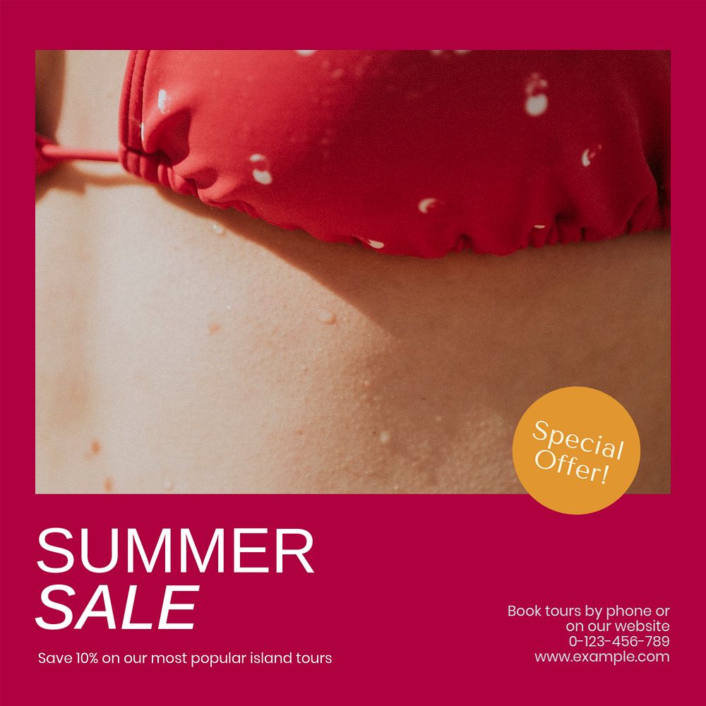 Summer sale Instagram post template, editable social media ad