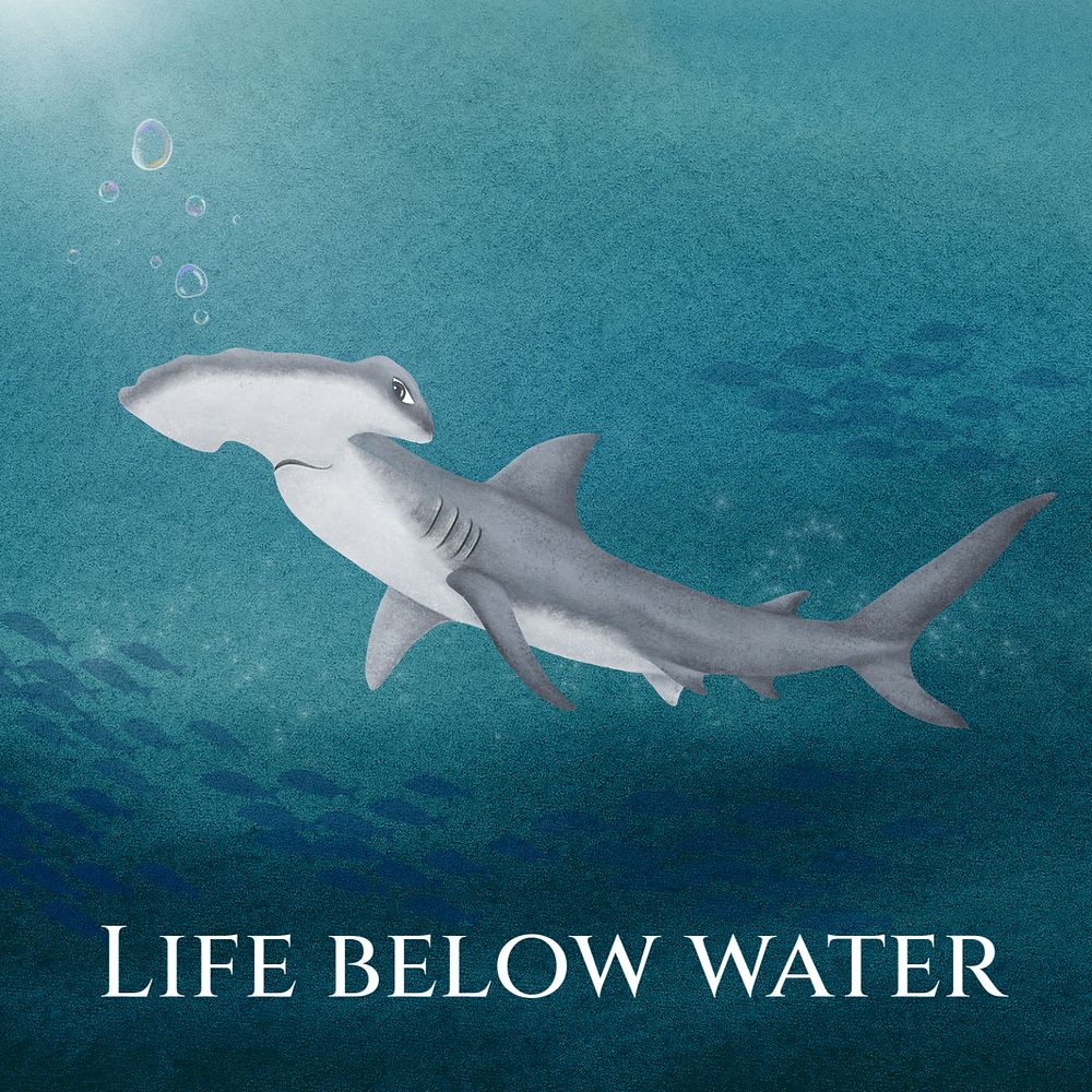 Life below water Instagram post template, editable aesthetic paint remix 