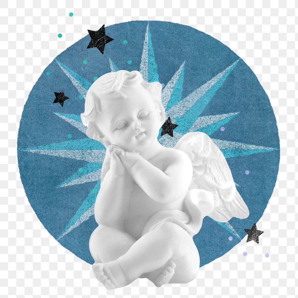 Ephemera cherub sculpture element png, editable aesthetic design