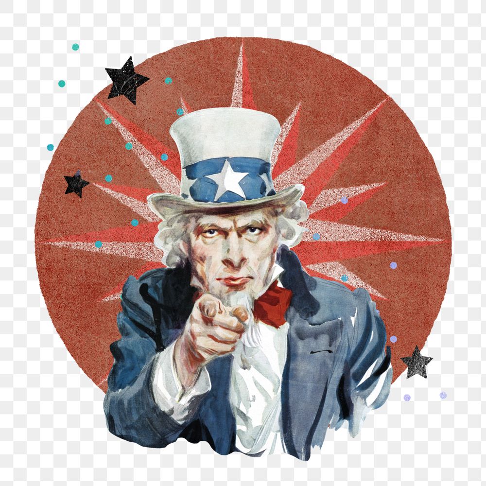 Ephemera Uncle Sam element png, editable aesthetic design, remixed by rawpixel