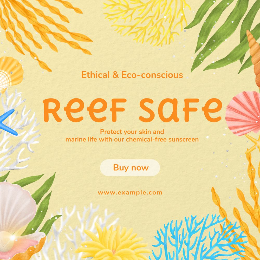 Reef safe Instagram post template, editable aesthetic paint remix 