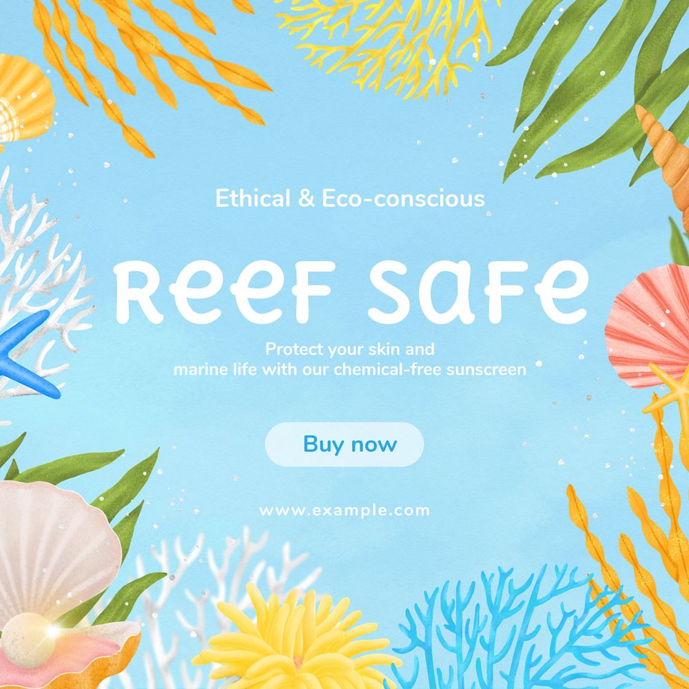 Reef safe Instagram post template, editable aesthetic paint remix 