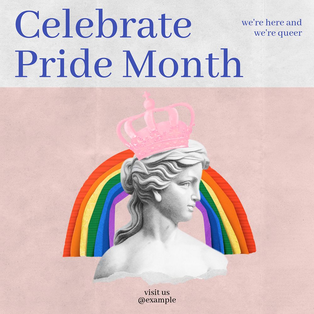 Pride month Instagram post template, editable design