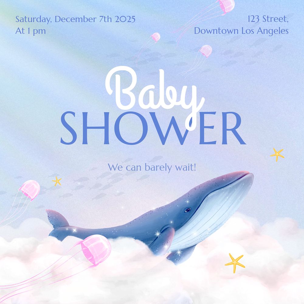 Baby shower Instagram post template, editable aesthetic paint remix 