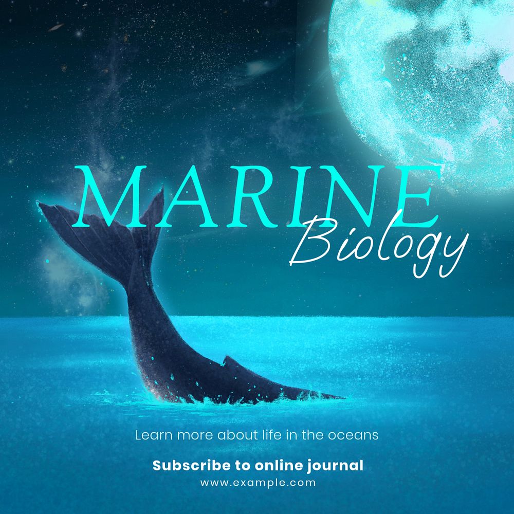 Marine biology Instagram post template, editable aesthetic paint remix 