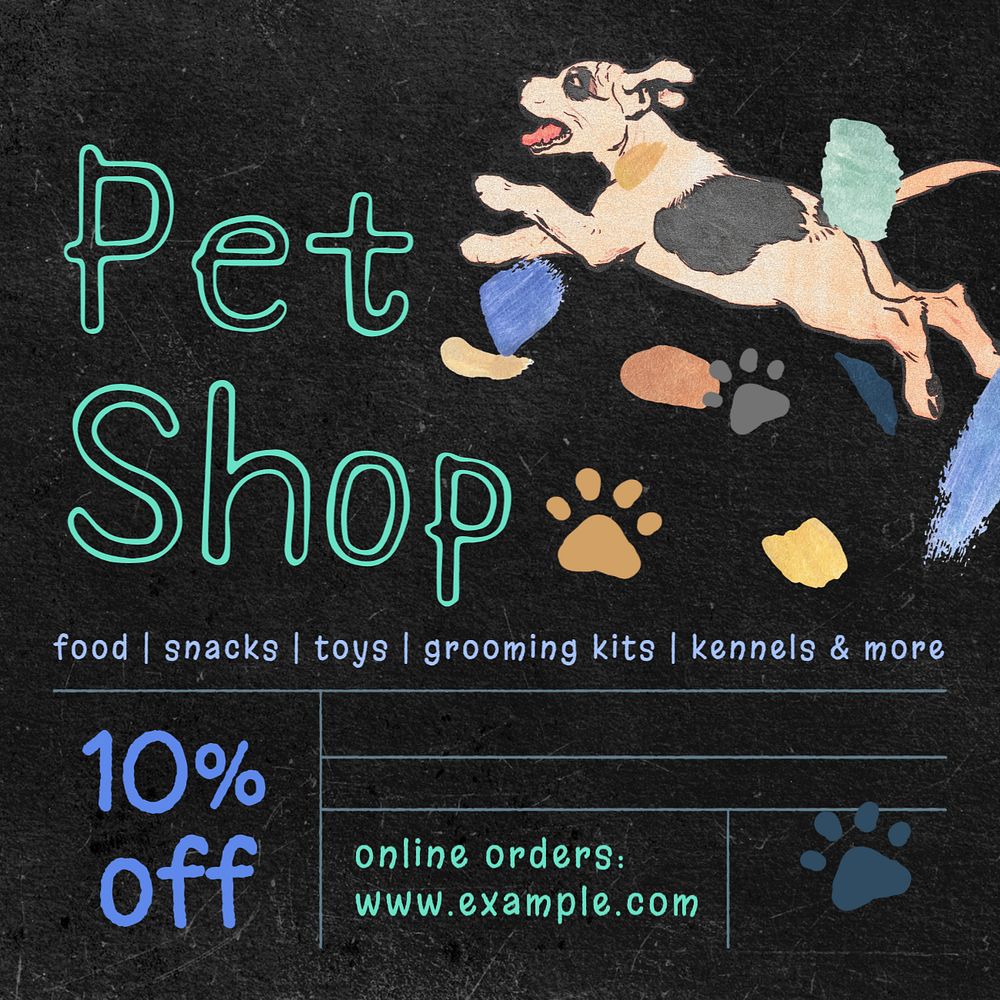 Pet shop Instagram post template, editable design