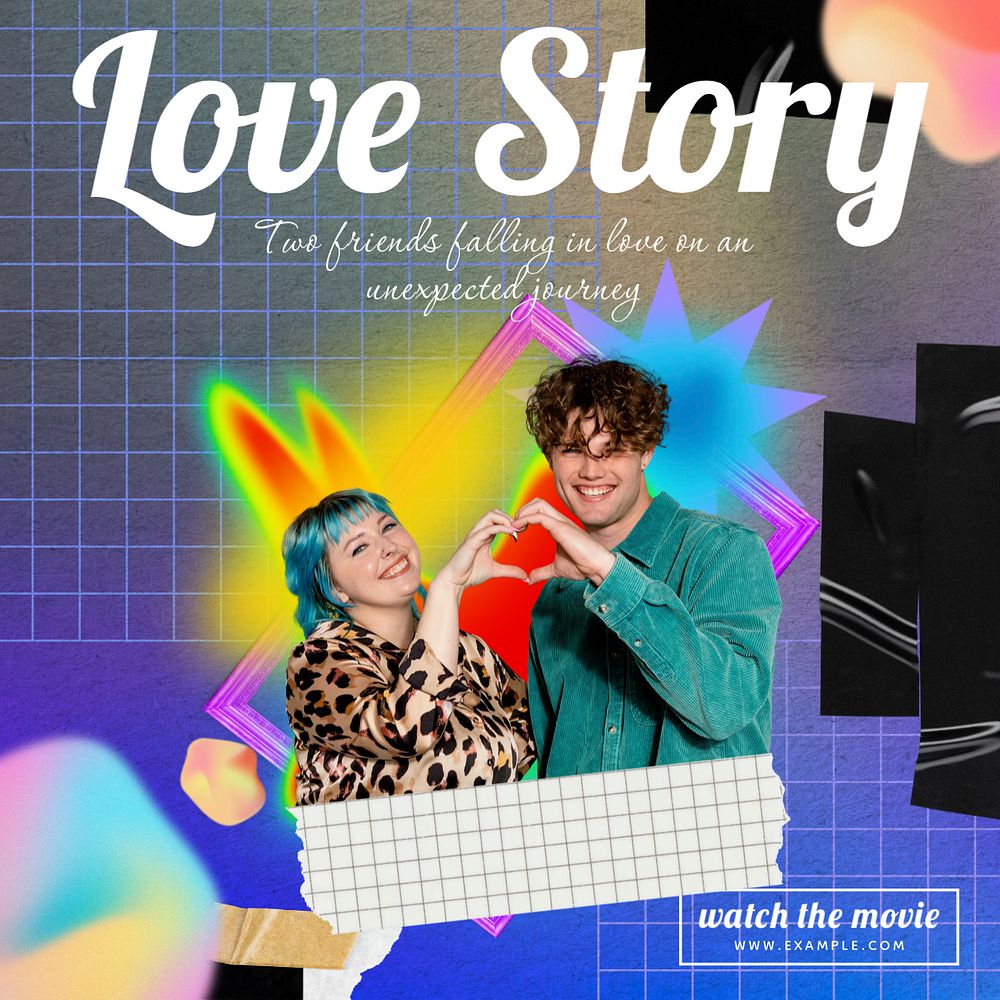 Love story Instagram post template, editable design