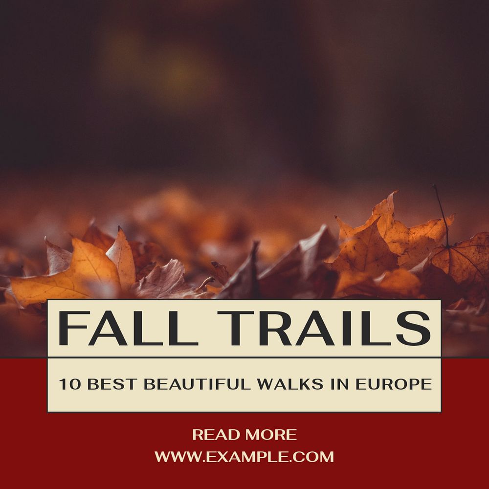 Fall trail Facebook post template, editable social media ad