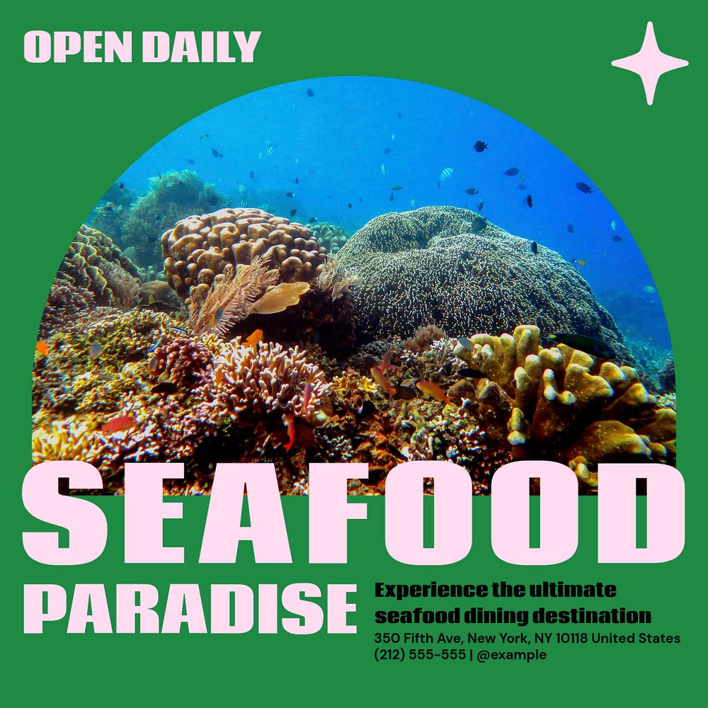 Seafood restaurant fish Facebook post template, editable social media ad