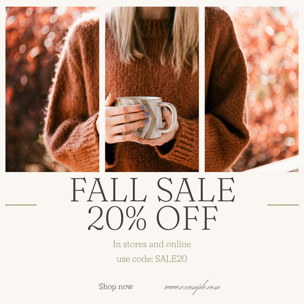 Fall sale Facebook post template, editable social media ad