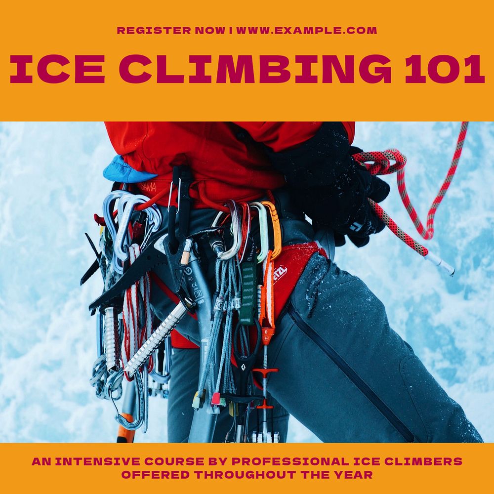 Ice climbing Facebook post template, editable social media ad