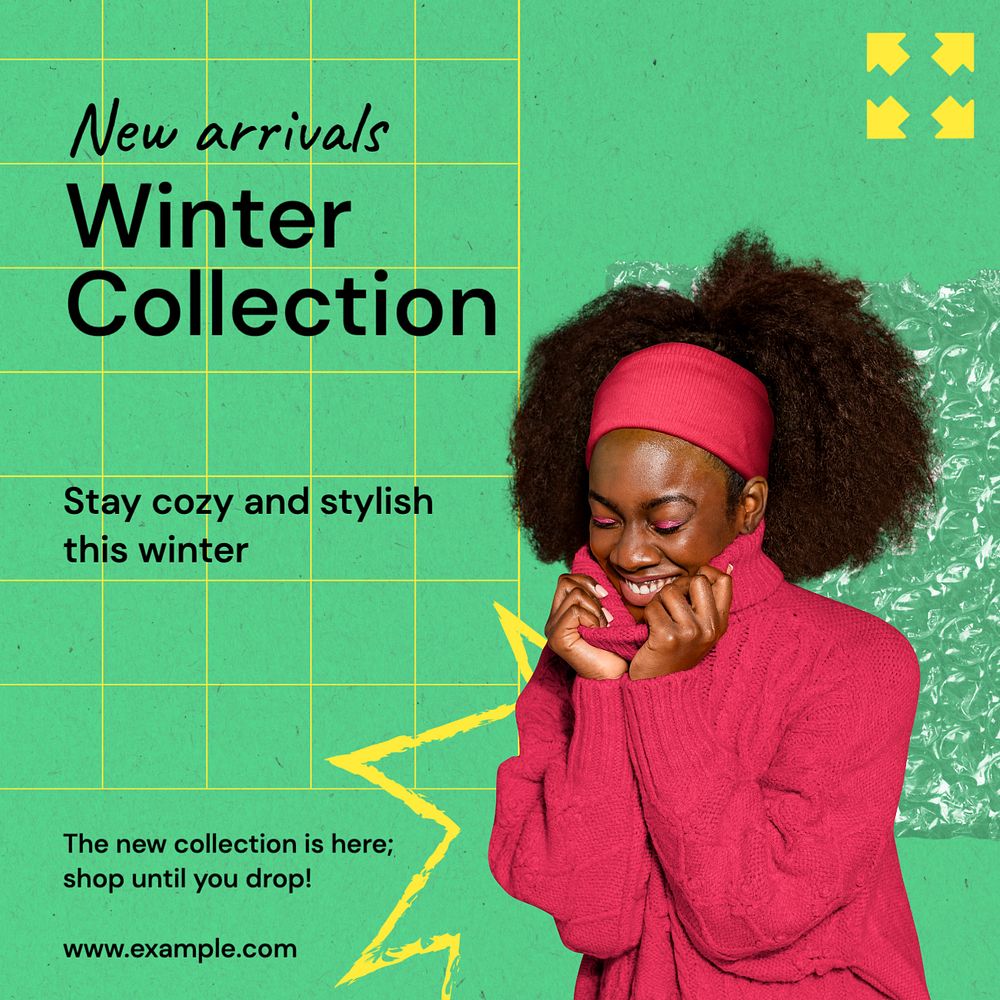 Winter collection Instagram post template, editable text