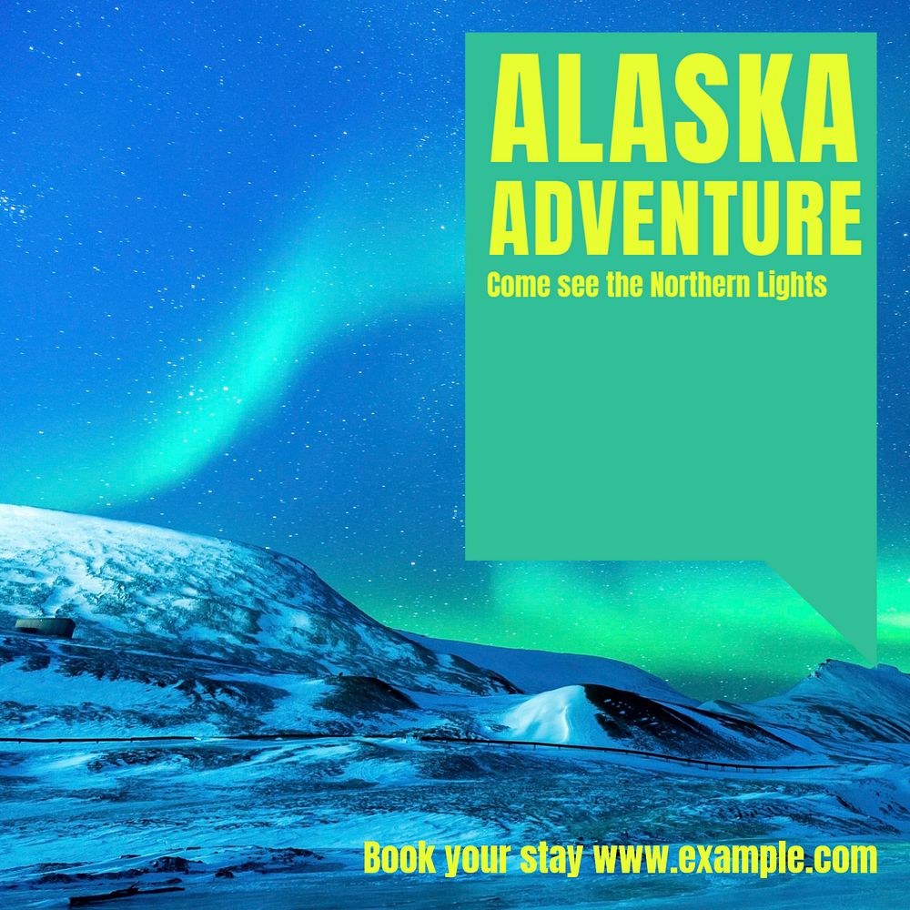 Alaska adventure Facebook post template, editable social media ad