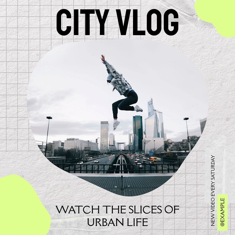 City vlog Instagram post template, editable design