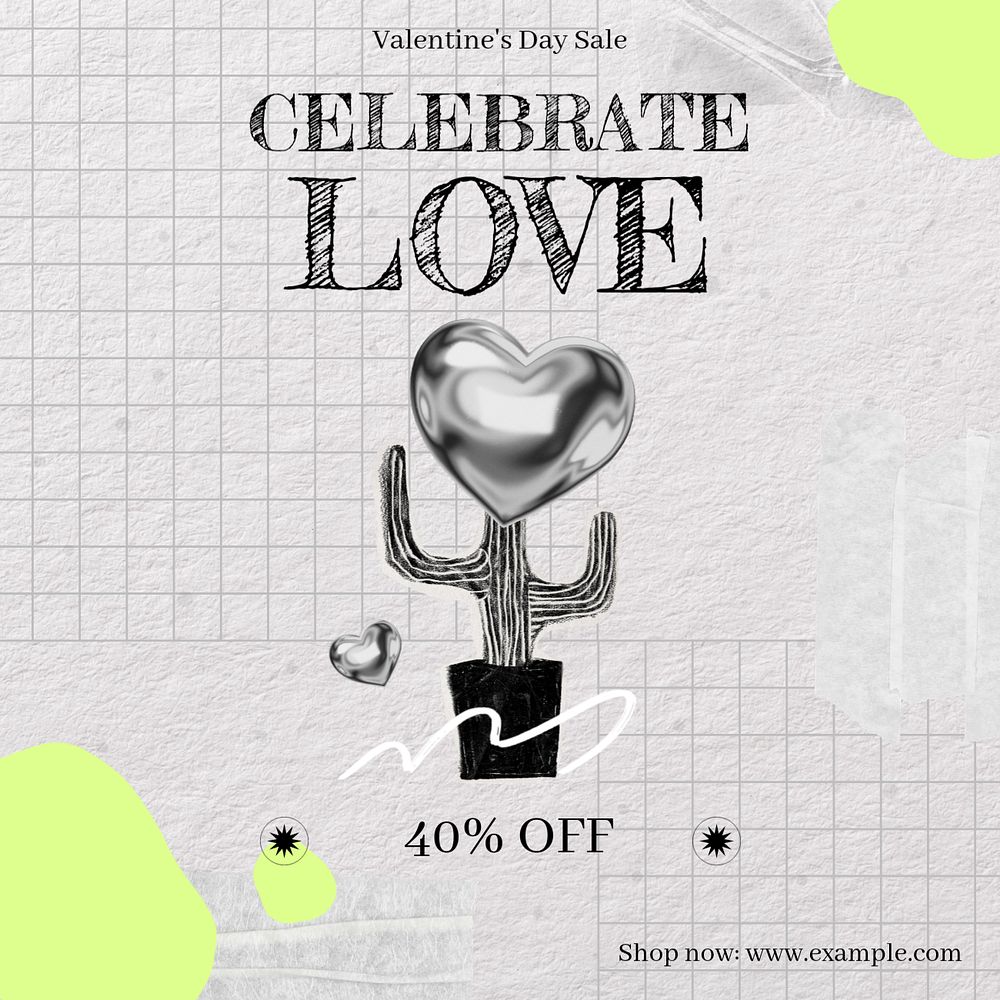 Valentine's sale Instagram ad template, editable design