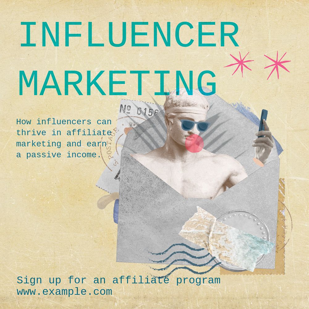 Influencer marketing Instagram post template, editable design