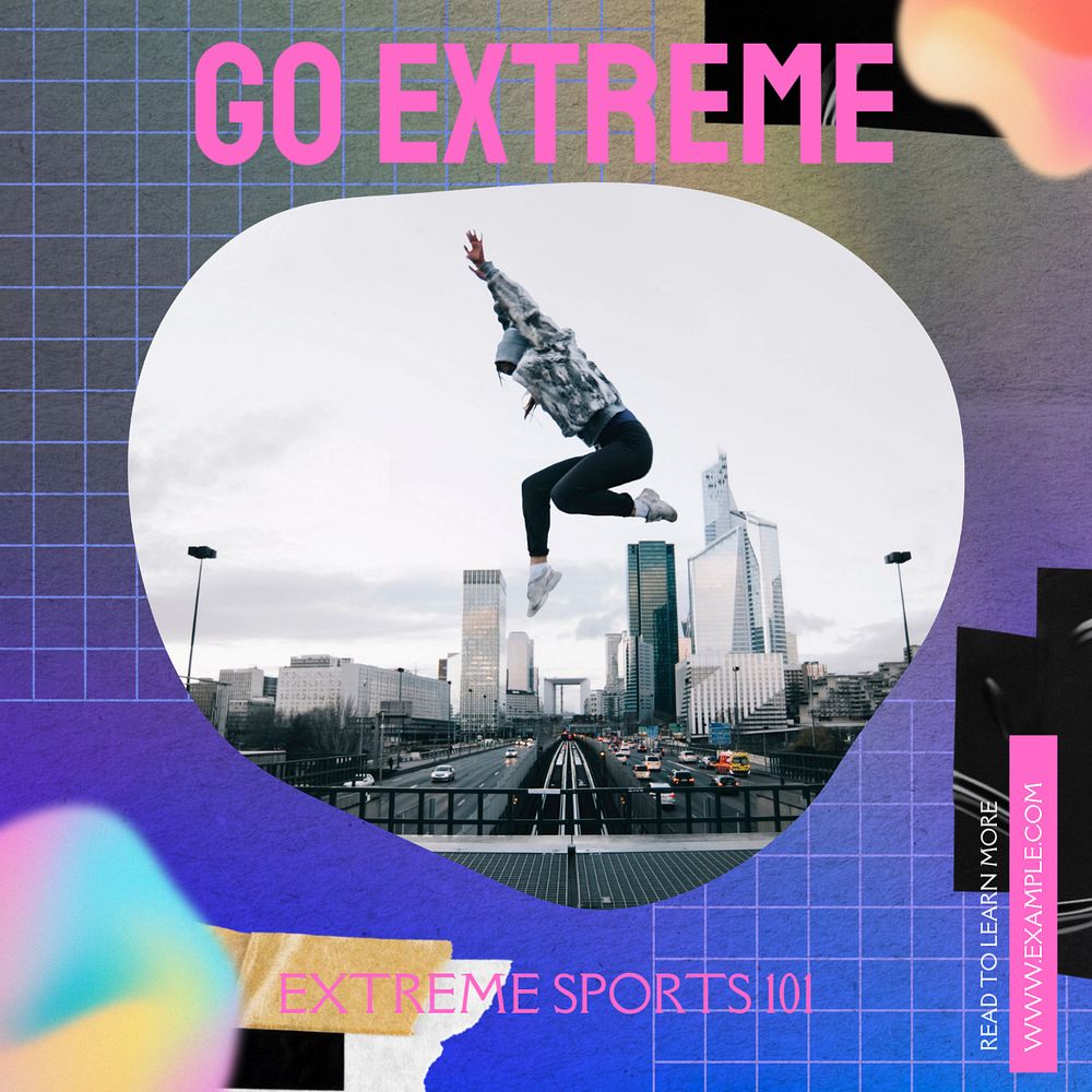 Extreme sports Instagram post template, editable design