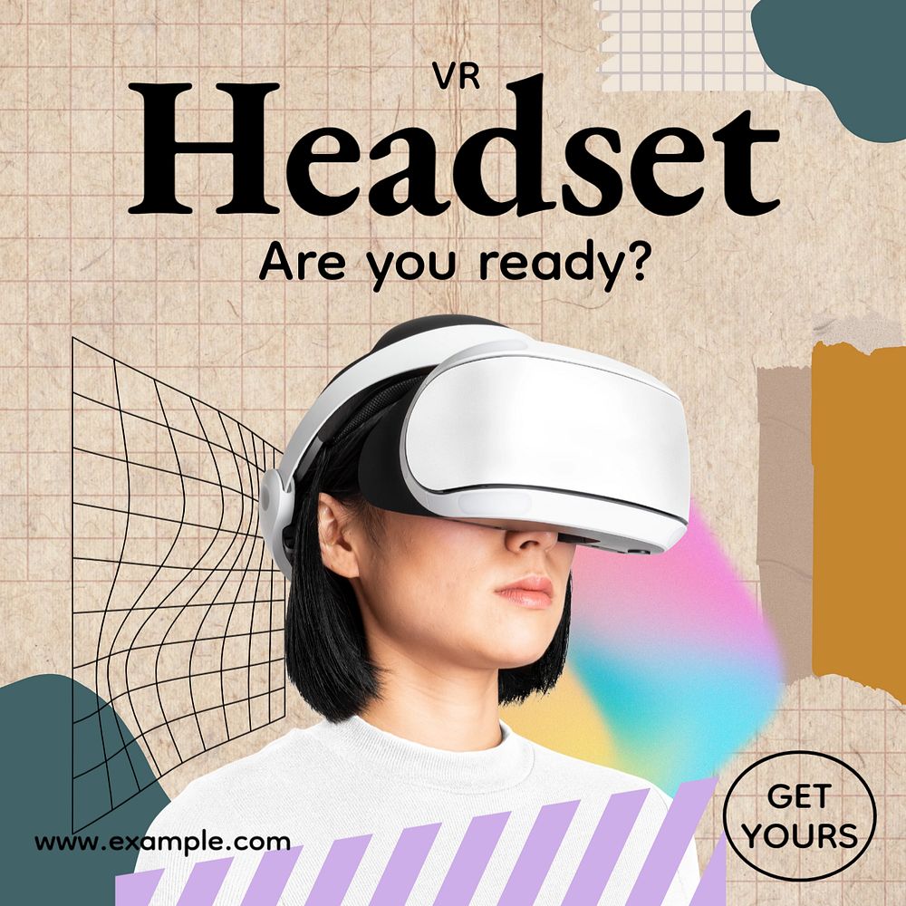 VR headset Facebook post template, editable design