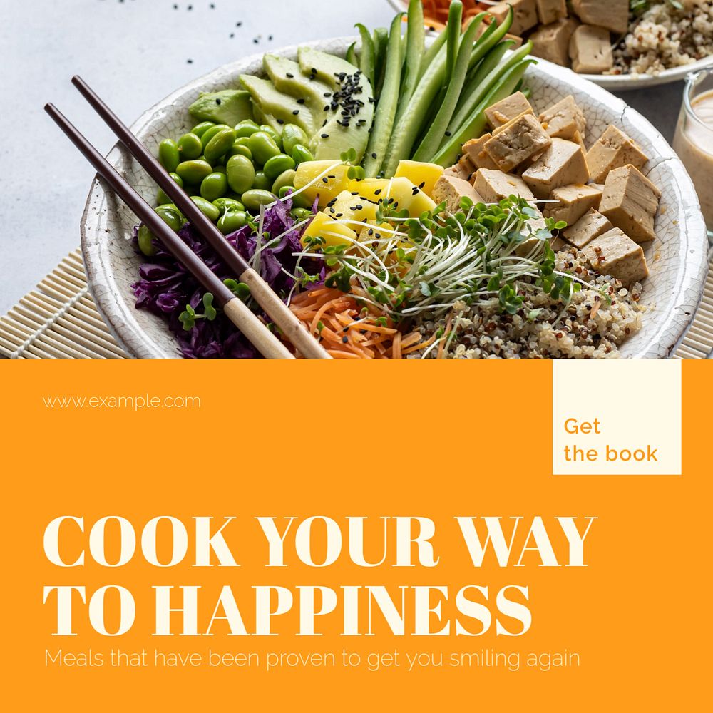 Cooking for happiness Instagram post template, editable design