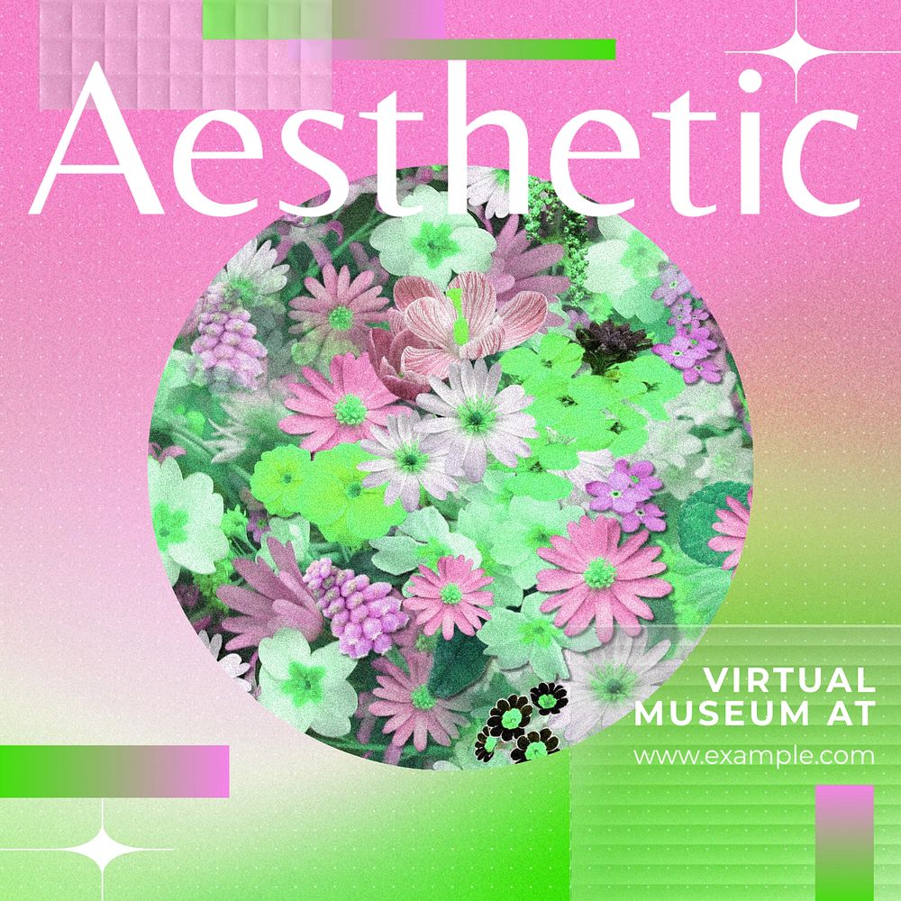 Aesthetic virtual museum Instagram post template, editable text