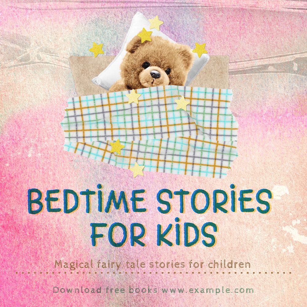 Bedtime stories Facebook post template, editable design