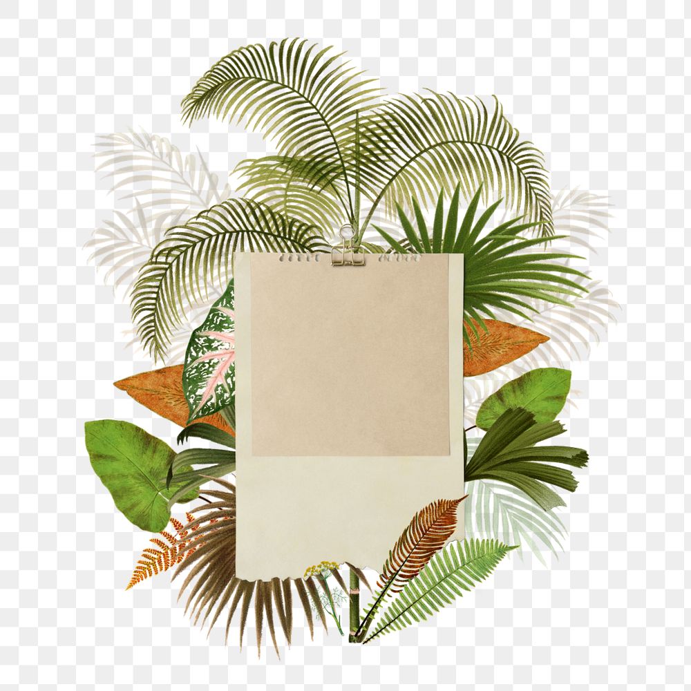 Tropical palm leaf png note paper collage, editable design