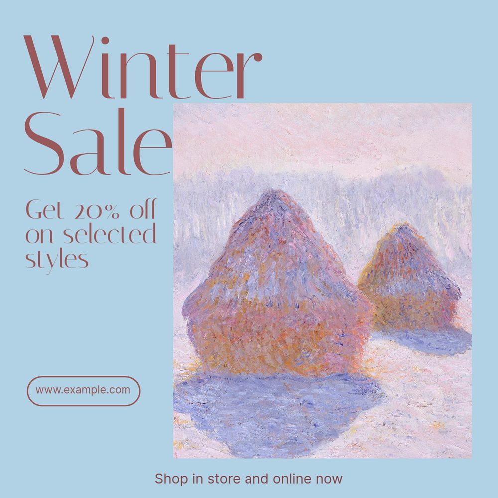 Winter sale Facebook post template, editable social media ad