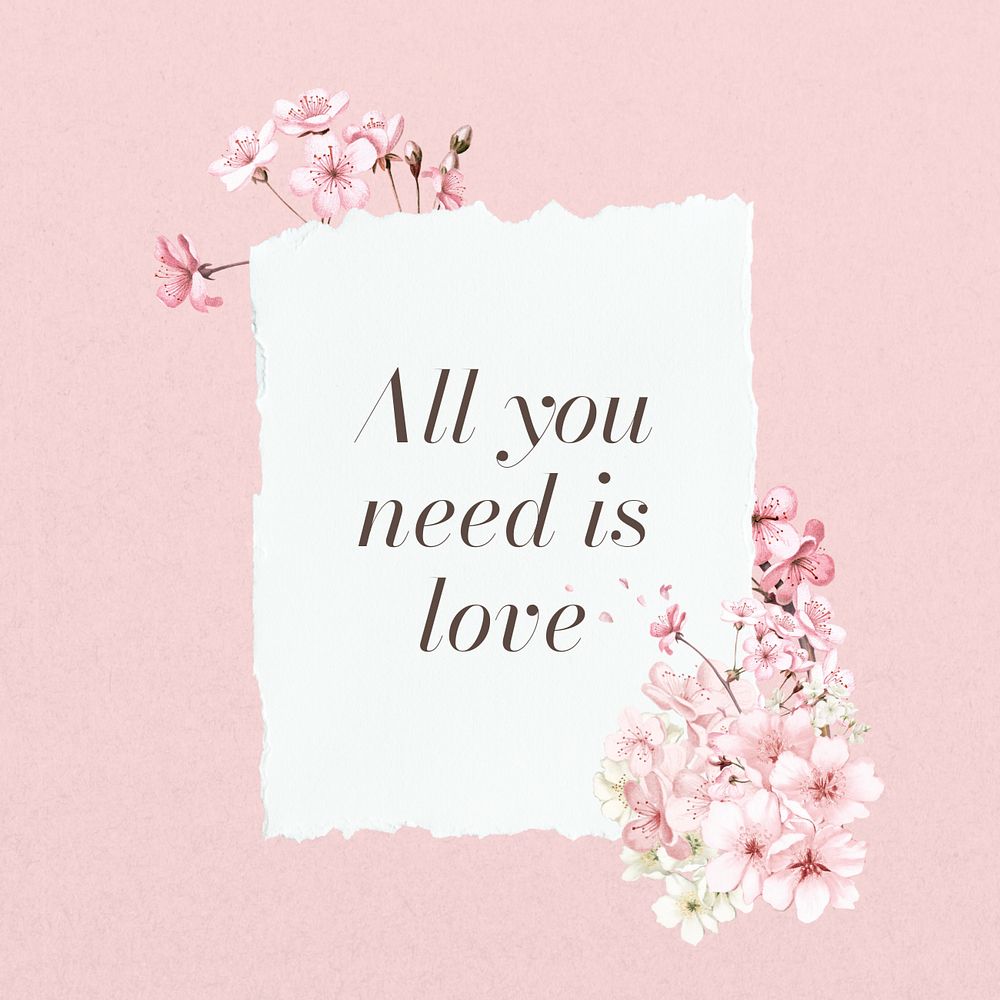 All you need is love quote, aesthetic flower collage art, editable design