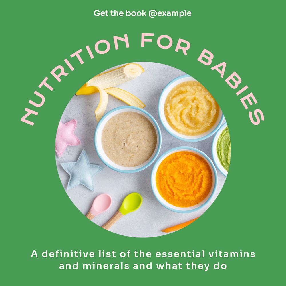 Nutrition for babies Instagram post template, editable text