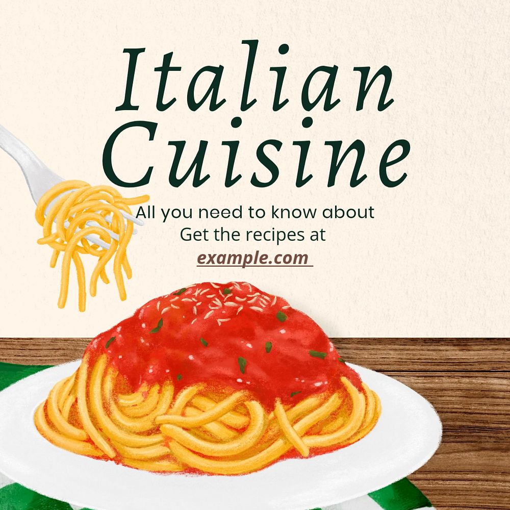 Italian cuisine Facebook post template, editable design