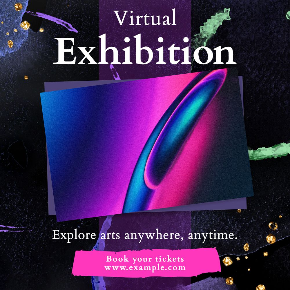 Virtual exhibition post template, editable text for social media