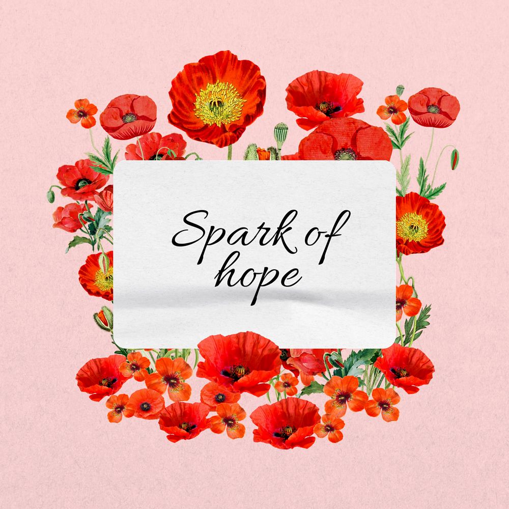 Spark of hope word, aesthetic flower collage art, editable design