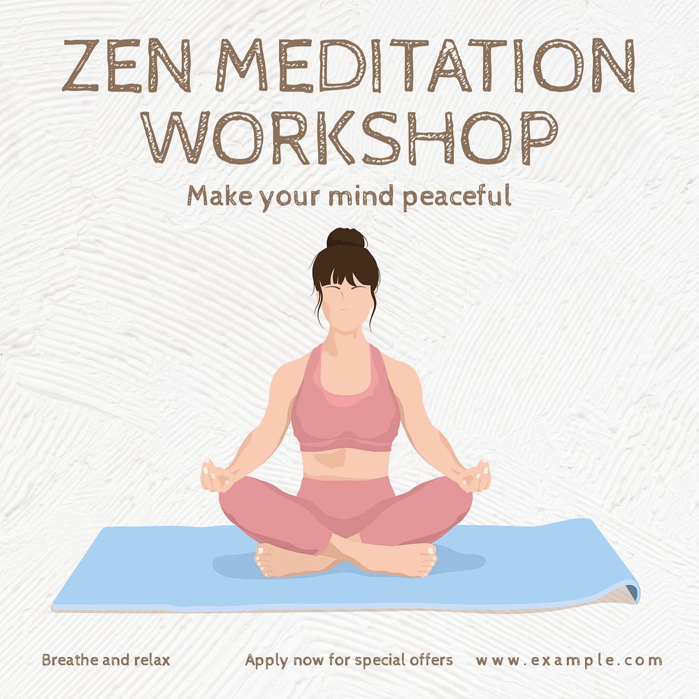 Meditation workshop Instagram post template, editable text