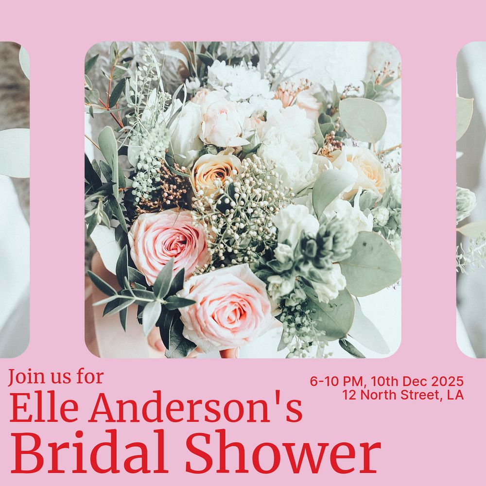 Bridal shower Instagram post template, editable design