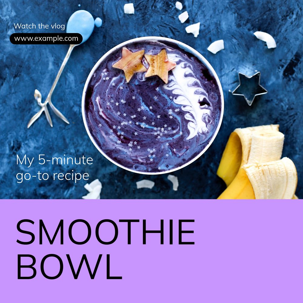 Smoothie bowl Instagram post template, editable design