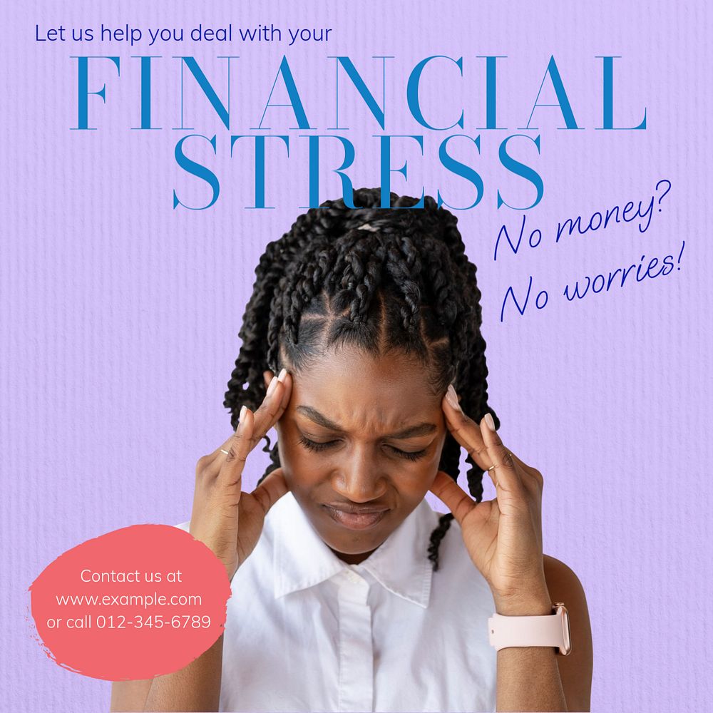 Financial stress Instagram post template, editable text