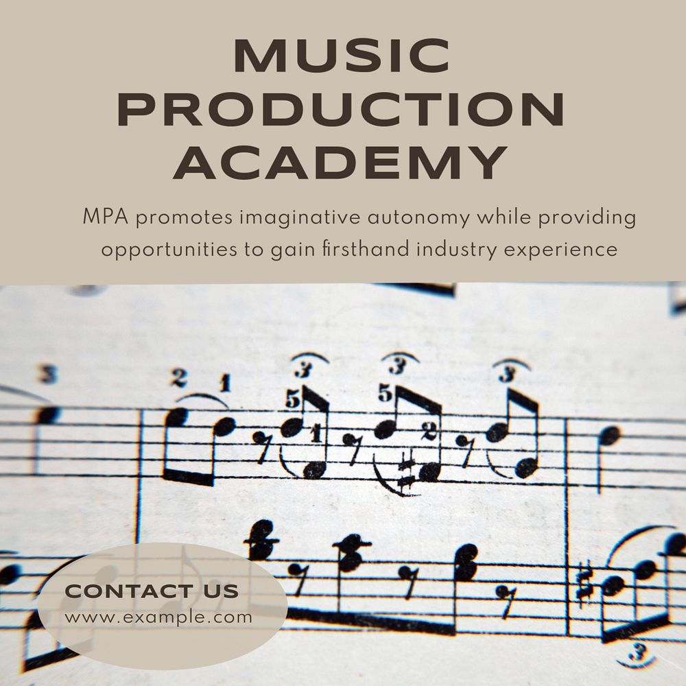 Music academy Instagram post template, editable text