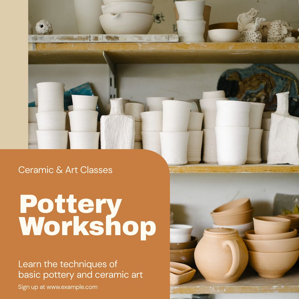 Pottery workshop Instagram post template, editable design