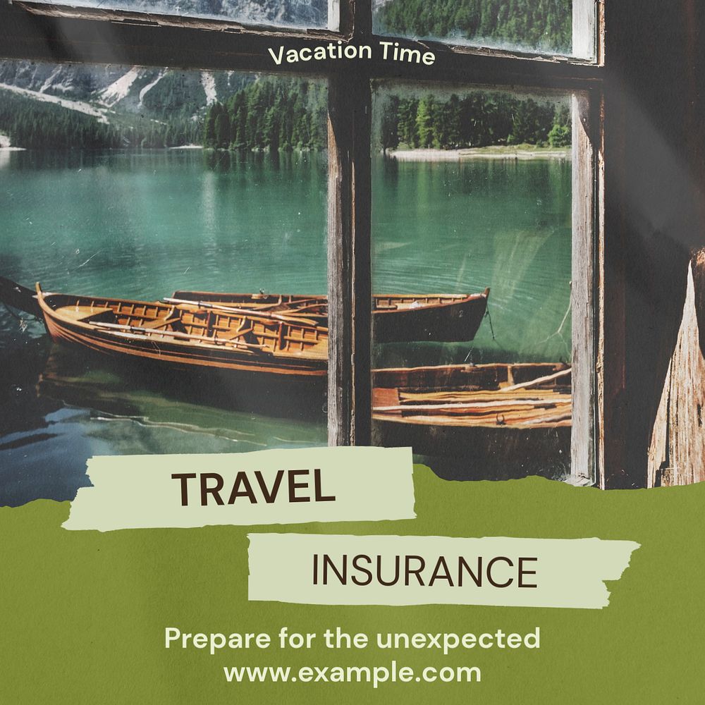 Travel insurance Facebook post template, editable design