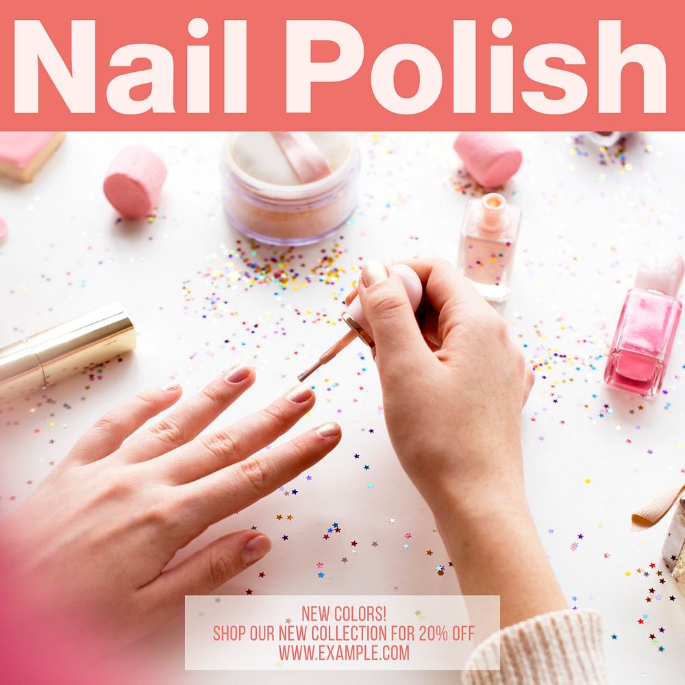 Nail polish Instagram post template, editable design