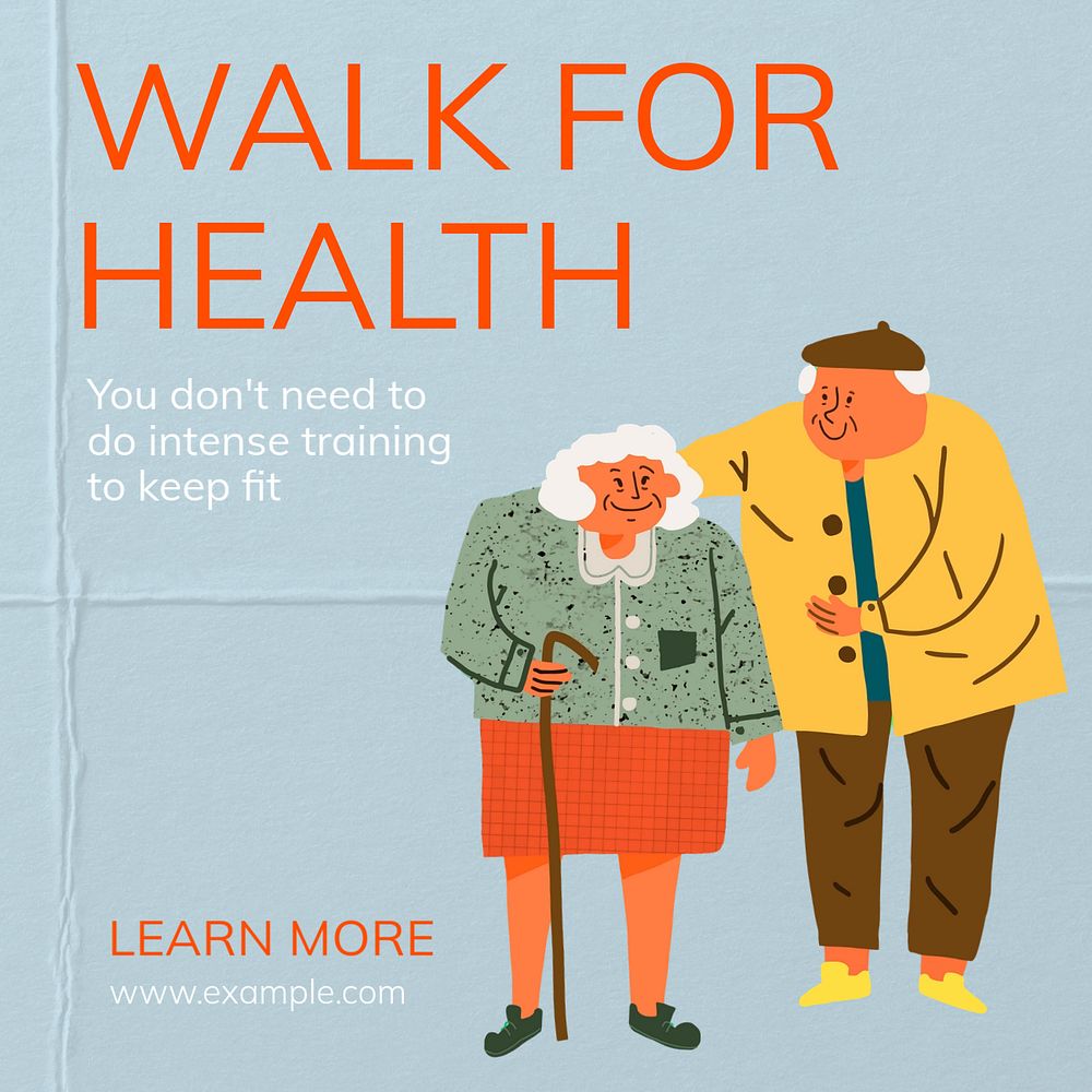 Walk for health post template, editable social media design